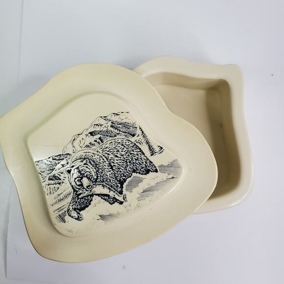 Rustic Black Bear Trinket Jewelry Box Cabin Rustic Lodge Decor Soapstone - Picture 10 of 10